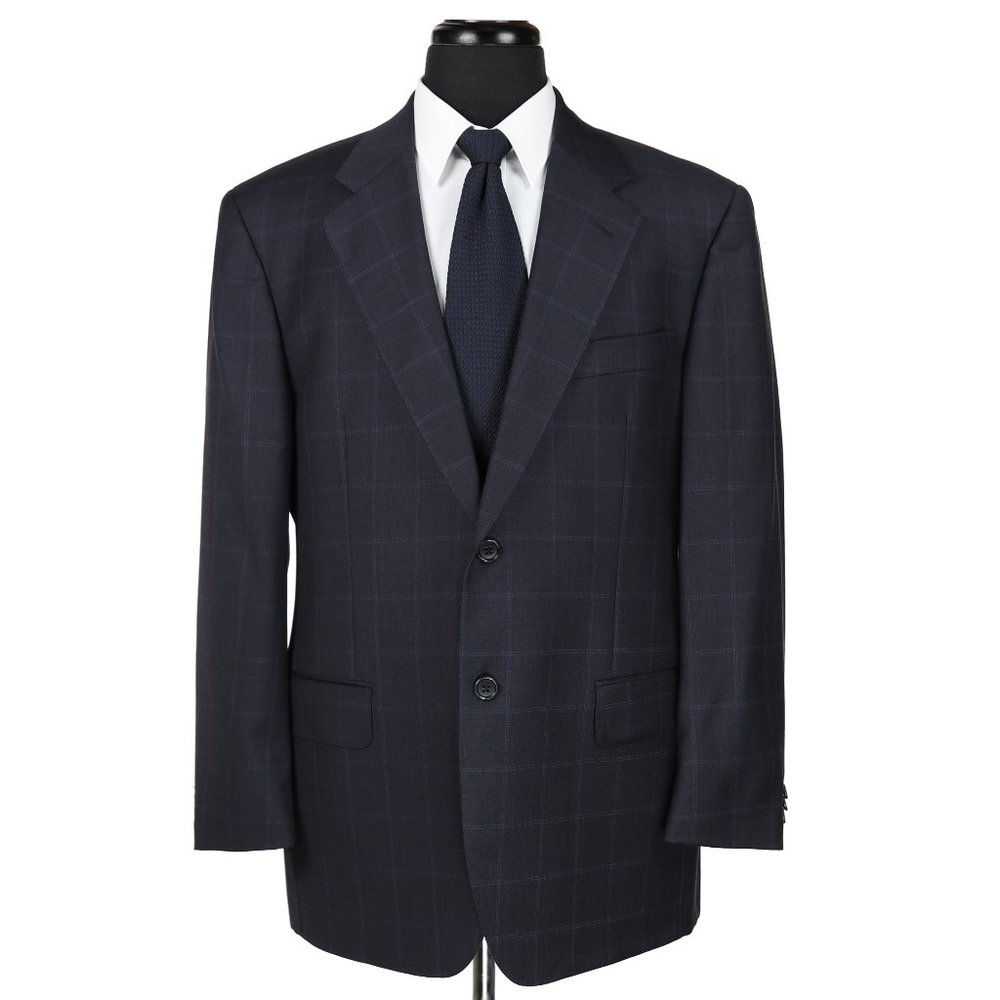 Gianluca Isaia Napoli Wool Suit Blue Windowpane - Picture 1 of 14